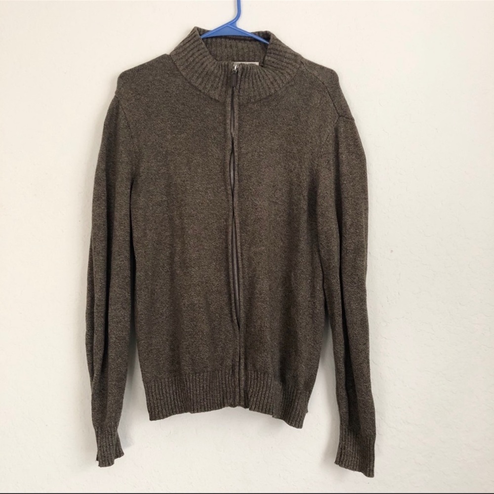Dockers Full Zip Men’s Sweater 100% Cotton Size Medium Brown
